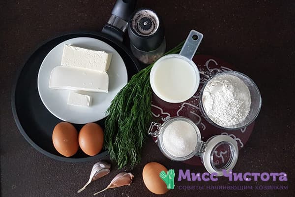 Ingredientai sūrio blynams