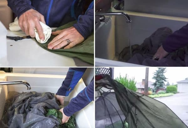 Rankinis palapinės valymas