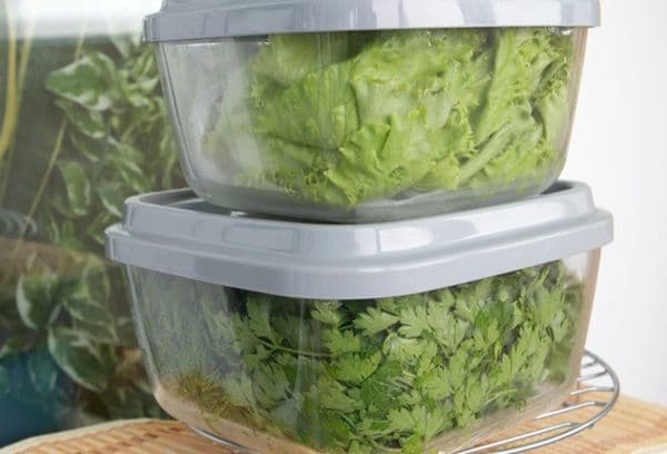 Žalumynai plastikiniuose induose