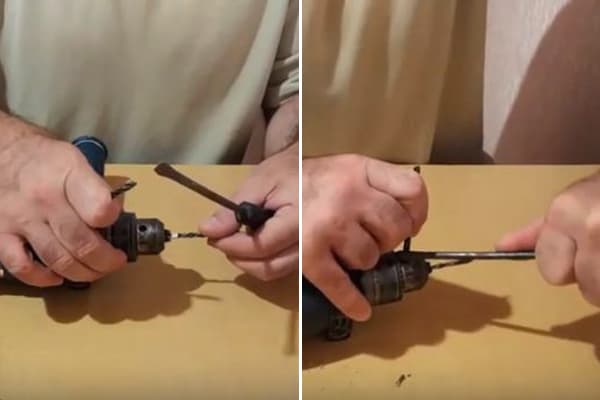 Grąžto griebtuvo atspaudimas gręžtuvu ir atsuktuvu