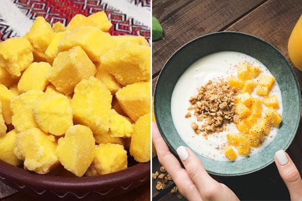 Šaldyti mango kubeliai