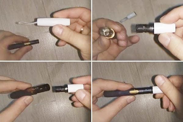 IQOS valymas komplekte esančiu šepetėliu