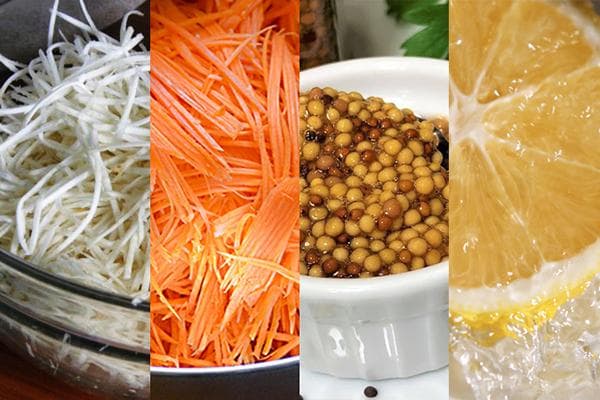 Ingredientai karštoms ir rūgštoms salotoms su salierais