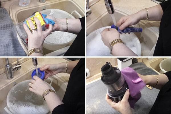 Dyson dulkių siurblio dalių plovimas
