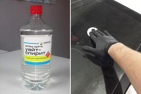 Klijų dėmių šalinimas nuo automobilio stiklo vaitspiritu