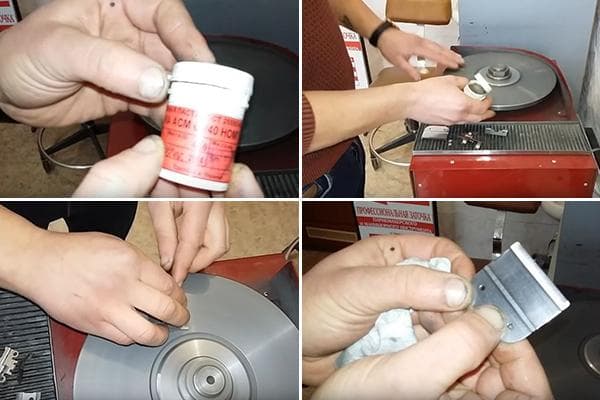 Naudojant profesionalų kirpimo peilių galandimo rinkinį