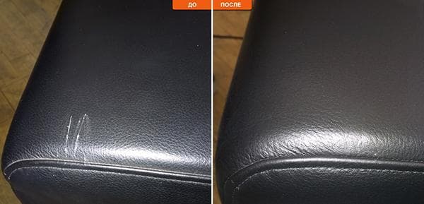 Sofa prieš ir po remonto su skysta oda