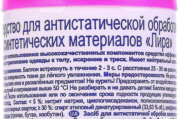 Drabužių antistatinės medžiagos sudėtis