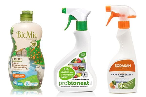 Specialūs produktai daržovėms ir vaisiams plauti