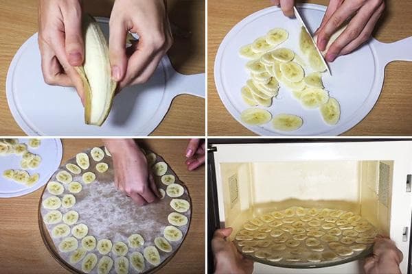 Bananų džiovinimas mikrobangų krosnelėje