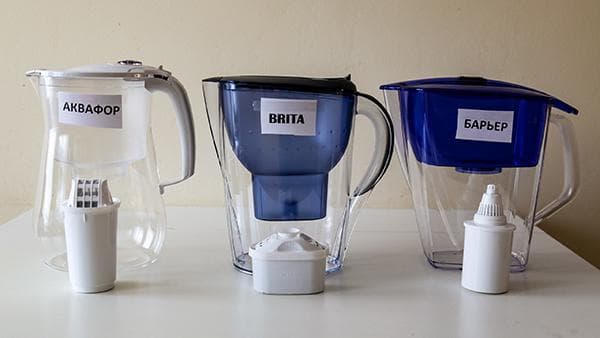 Įvairių gamintojų filtrų ąsočiai