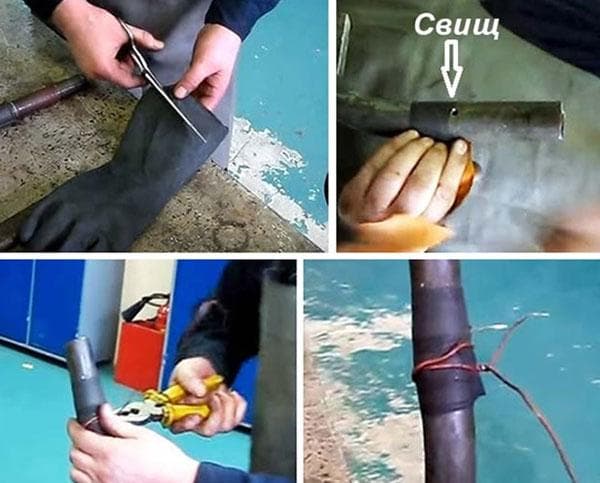 Laikinas nuotėkio pašalinimas vandens vamzdyje su fistule