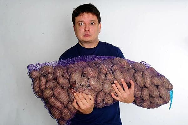 Vyras su bulvių maišu
