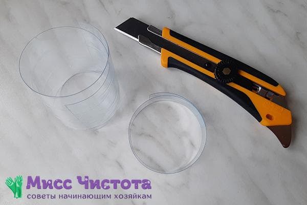 Plastikinio butelio pjaustymas juostelėmis