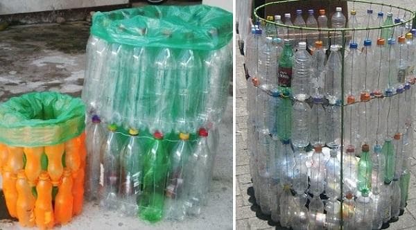 Dėžė pagaminta iš plastikinių butelių