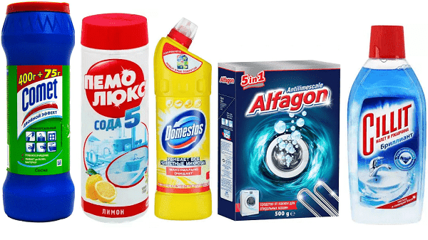 Parduotuvėje įsigytos valymo priemonės