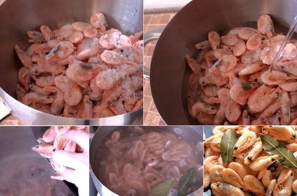 Šaldytos neluptos krevetės salotoms