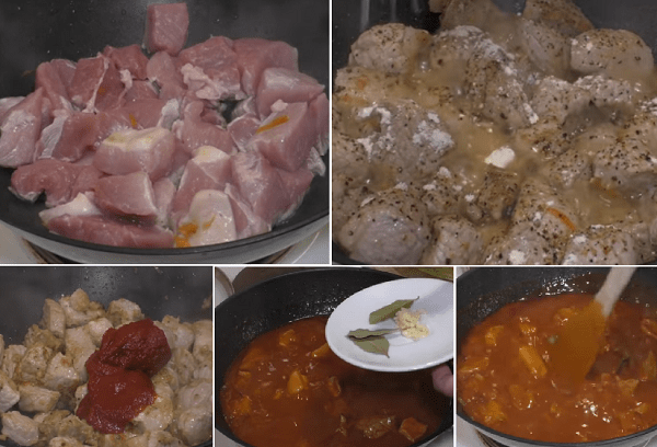 Kiaulienos guliašas su pomidorų pasta