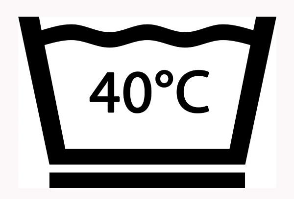 40 laipsnių plovimo piktograma etiketėje