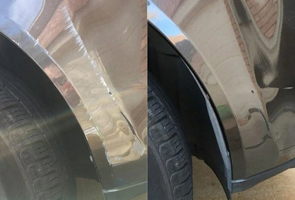 Automobilis prieš ir po įbrėžimų šalinimo